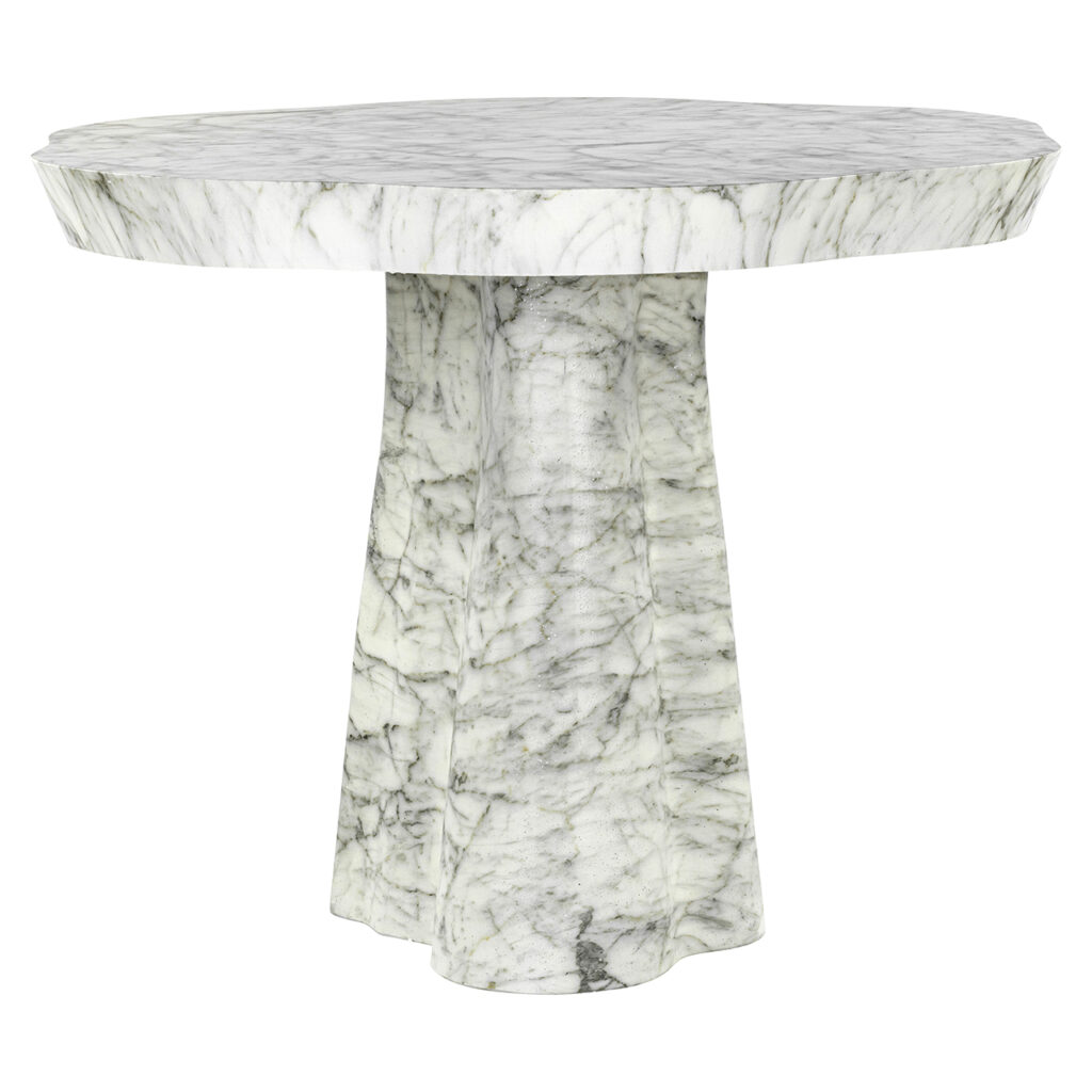 Eettafel Rockyard 100Ø faux wit marmer indoor/outdoor (White)