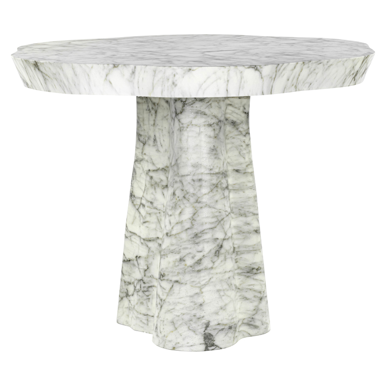 Eettafel Rockyard 140Ø faux wit marmer indoor/outdoor (White)